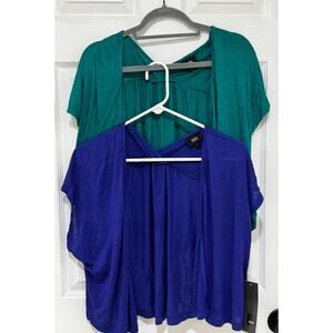 Mossimo Open Front Cardigan Cropped BLUE & TEAL  NWT XXL Lightweight